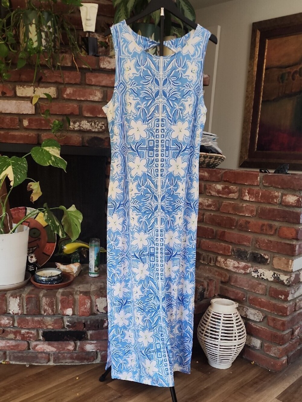 NWT Lilly Pulitzer Blue White Floral Sleeveless Maxi Dress - Picture 2 of 10